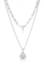 エティカ レディース アクセサリー ネックレス・チョーカー レース Ettika Laye red Teardrop Freshwater Pearl Charm Necklace SILVER シルのサムネイル