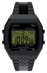 タイメックス メンズ アクセサリー 腕時計 Tシャツ Timex T80 Black Digital Stainlessteel Bracelet Watch 36mm BLACK ブラック