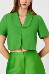 フレンチコネクション レディース トップス シャツ French Connection Theoversize Peter Pan Collar Crop Top BOTANICA GREEN グリーのサムネイル