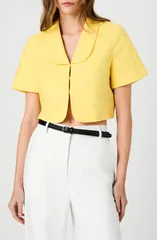 フレンチコネクション レディース トップス シャツ French Connection Theoversize Peter Pan Collar Crop Top BRIGHT DAISYのサムネイル