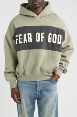 フィアオブゴッド メンズ アウター パーカー・スウェット Fear of God Essentials Paneled Relaxed Crop Hoodie SEAL HEATHER IRON GRのサムネイル