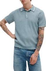 ラグアンドボーン メンズ アウター ニット・セーター ポロシャツ rag bone Harvey Rib Polo Sweater STEELのサムネイル