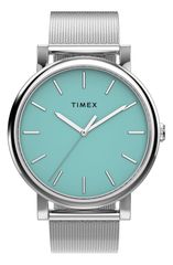 タイメックス レディース アクセサリー 腕時計 Tシャツ Timex OG 38mm Stainlessteel Bracelet Watch BLUE SILVERTONE ブルー