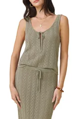 スプレンディット レディース トップス シャツ セーター Splendid Eleni Pointelle Sweater Tank EUCALYPTUS GREEN グリーンのサムネイル