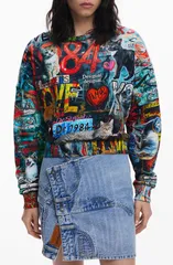 デジグアル レディース アウター パーカー・スウェット シャツ コットン グラフィック Desigual Graphicotton Sweatshirt BLACK ブラックのサムネイル