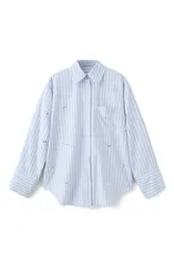 マンゴ レディース トップス シャツ MANGO Crystal Embellished Stripe ButtonUp Shirt SKY BLUE ブルーのサムネイル