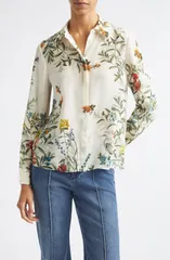 アリス アンド オリビア レディース トップス シャツ シルク Alice Olivia Willa Silk Top DESERT SPRIGS VANILLAのサムネイル