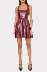 ミリー レディース トップス ワンピース ミニ レザー フェイクレザー Milly Faux Leather Minidress DEEP BURGUNDY バーガンディのサムネイル