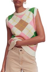 ボーデン レディース トップス シャツ ベスト セーター コットン ニット Boden Lucy Knit Cotton Sweater Vest GREEN PINK ARGYLE ピンク