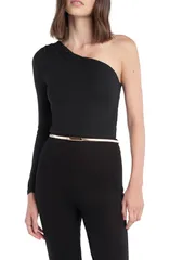 フェイバリット ドーター レディース トップス シャツ ワンショルダー Favorite Daughter Thedgy OneShoulder Top BLACK ブラックのサムネイル