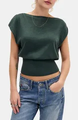 アーバンアウトフィッターズ レディース トップス シャツ ニット BDG Urban Outfitters Bailey Boat Necknit Crop Top KHAKI カーキのサムネイル