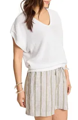 トッミーバハマ レディース アウター ニット・セーター コットン リネン Tommy Bahama Lakes Edge Linen Cotton Blend Sweater WHITE ホワイトのサムネイル