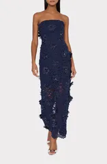 ミリー レディース トップス ワンピース フラワー柄 スパンコール ストラップレス レース フラワー Milly Kait Floralace Sequin Strapless Gow nAVY ネイのサムネイル