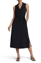 スパンク レディース トップス ワンピース ミディ シャツ SPANX Belted Midi Shirtdress CLASSIC BLACK ブラックのサムネイル