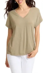 トッミーバハマ レディース トップス Tシャツ Vネック Tommy Bahama Kauai VNeck TShirt SEA CLAYのサムネイル