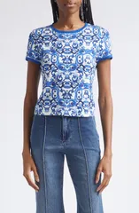 アリス アンド オリビア レディース トップス シャツ コットン Alice Olivia Onie Ringer Cotton Baby Tee SOLSTICEのサムネイル