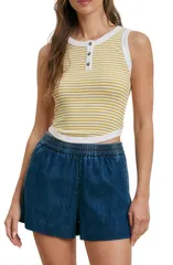 フェイバリット ドーター レディース トップス シャツ Favorite Daughter The Foundation Stripe Rib Tank GOLDEN WHITE STRIP ホワイトのサムネイル
