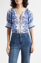 アリス アンド オリビア レディース トップス シャツ フラワー柄 プリント フラワー Alice Olivia Thalia Floral Printop SOLSTICEのサムネイル