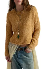 フリーピープル レディース アウター ニット・セーター Free People Opal Roll Neck Crop Sweater SWEET POTATOのサムネイル