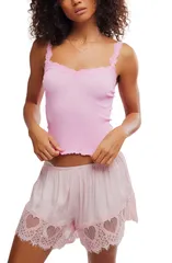 フリーピープル レディース トップス シャツ レーストリム レース Free People Spring Feverib Lace Trim Camisole NEON GUMDROPSのサムネイル