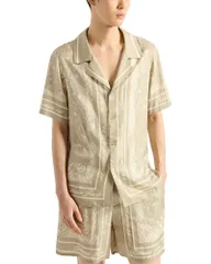 バルマン メンズ トップス シャツ レギュラーフィット ロゴ Balmain Regular Fit Foulard Logo Patterned Shirt Dark Beige ベージュのサムネイル