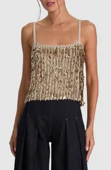 アリス アンド オリビア レディース トップス シャツ スパンコール Alice Olivia Nicolette Sequin Camisole SAND GOLD サンドのサムネイル