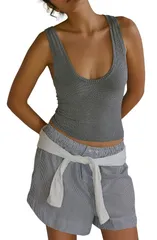 フリーピープル レディース トップス カットソー Free People Clean Slate Seamless Tank HEATHER GREY グレーのサムネイル