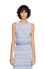 サンドロ レディース トップス シャツ クロップド ニット SANDRO Croppedecorative knitop Sky blue ブルーのサムネイル