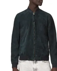 オールセインツ メンズ アウター ジャケット・ブルゾン スエード ALLSAINTS Morten Suede Bomber Jacket Navy Blue ネイビーのサムネイル