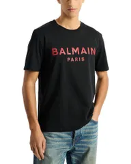 バルマン メンズ トップス シャツ クルーネック ロゴ Balmain Paris Crewneck Logo TShirt BlackRed ブラックのサムネイル