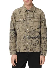 オールセインツ メンズ アウター ジャケット・ブルゾン シャツ ロゴ グラフィック ALLSAINTSherb Tattoo Graphics Canvas Logo Shirt Jacket Sanのサムネイル