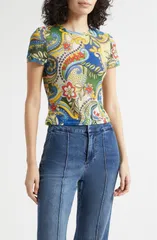 アリス アンド オリビア レディース トップス シャツ メッシュ Alice Olivia Tesstretch Mesh TShirt HEAT WAVEのサムネイル