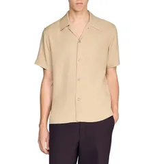 サンドロ メンズ トップス シャツ Sandro Loose Fit Shark Collar Shirt Cappucinoのサムネイル