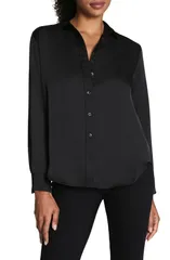 スパンク レディース トップス シャツ シルク ダウン SPANX Better Than Silk ButtonDown Shirt CLASSIC BLACK ブラックのサムネイル