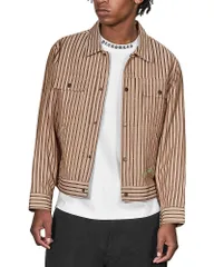 プレジャーズ メンズ アウター ジャケット・ブルゾン Pleasures Cat Mirror Stripe Trucker Jacket Beige ベージュのサムネイル