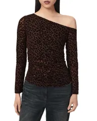 オールセインツ レディース トップス シャツ ALLSAINTS Mimi OfftheShoulder Top Brown Flock ブラウンのサムネイル
