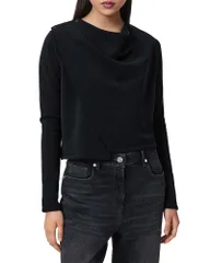 オールセインツ レディース トップス シャツ ALLSAINTSkyler Long Sleeve Top Black ブラックのサムネイル