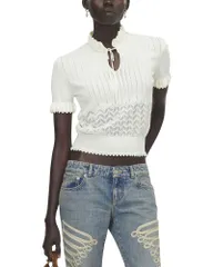 マックイーン レディース トップス シャツ ニット McQueen Pointelle Fine Knitop Old White ホワイトのサムネイル