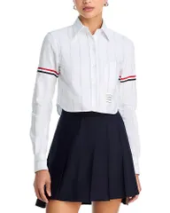 トムブラウン レディース トップス シャツ オックスフォード クロップド Thom Browne Cropped Oxford Shirt RedWhiteBlue ホワイトのサムネイル
