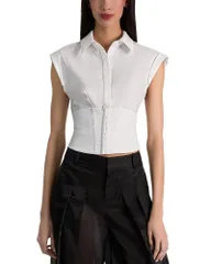 アリスアンドオリビア レディース トップス シャツ Alice and Olivia Kim Paneled Corset Fitted Top Off White オフホワイトのサムネイル