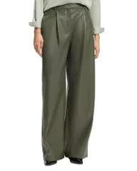 ヒューゴボス レディース ボトムス カジュアルパンツ ワイドレッグ レザー フェイクレザー Hugo Boss Tiana Faux Leather Wide Leg Pants Dark Greenのサムネイル