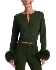 アリスアンドオリビア レディース アウター カーディガン クルーネック ウール セーター Alice and Olivia Dolly Wool Crewneck Cardigan Sweater Dのサムネイル