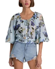 アリスアンドオリビア レディース トップス シャツ クロップド ブラウス Alice and Olivia Mclainelbow Sleeve Cropped Blouse Fly Awayのサムネイル