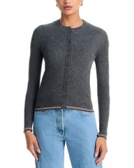 トムブラウン レディース アウター カーディガン リブ Thom Browne Ribbed Stripedge Cardigan Medium Grey グレーのサムネイル