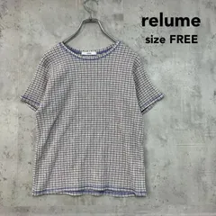 relume レリューム フリーサイズ JOURNAL STANDARD ジャーナルスタンダード 半袖 カットソー Tシャツ ギンガムチェック 総柄 ブルー ベージュ 丸首 クルーネック プルオーバー ストレッチ ★ ■◆のサムネイル