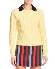 ヴェルサーチ レディース アウター ニット・セーター Versace Cables Raglan Sleeve Sweater Pale Yellow イエローのサムネイル