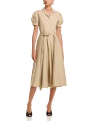 マックイーン レディース トップス シャツ ミディ コットン McQueen Cotton Puff Sleeve Midi Shirt Dress Light Brown ブラウンのサムネイル