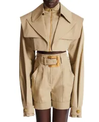 バルマン レディース アウター ジャケット・ブルゾン クロップド Balmain Cropped Gabardine Jacket Beige ベージュのサムネイル