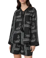 オールセインツ レディース トップス シャツ プリント ALLSAINTS Lettie Allover Print Shirt Waimea Black ブラックのサムネイル