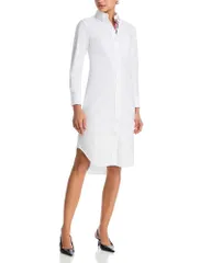 トムブラウン レディース トップス シャツ ボタンダウン Thom Browne Classic Long Sleeve Button Down Point Collar Shirtdress Whiのサムネイル